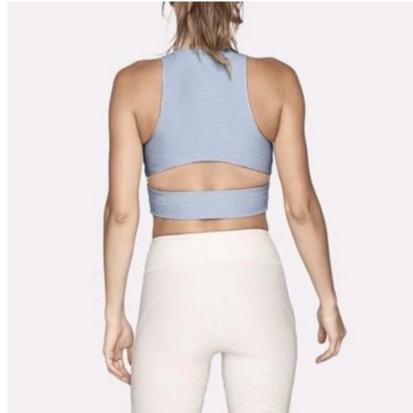 Outdoor Voices Blue Quartz Slashback Crop Activewear Top Size Large - Picture 1 of 11